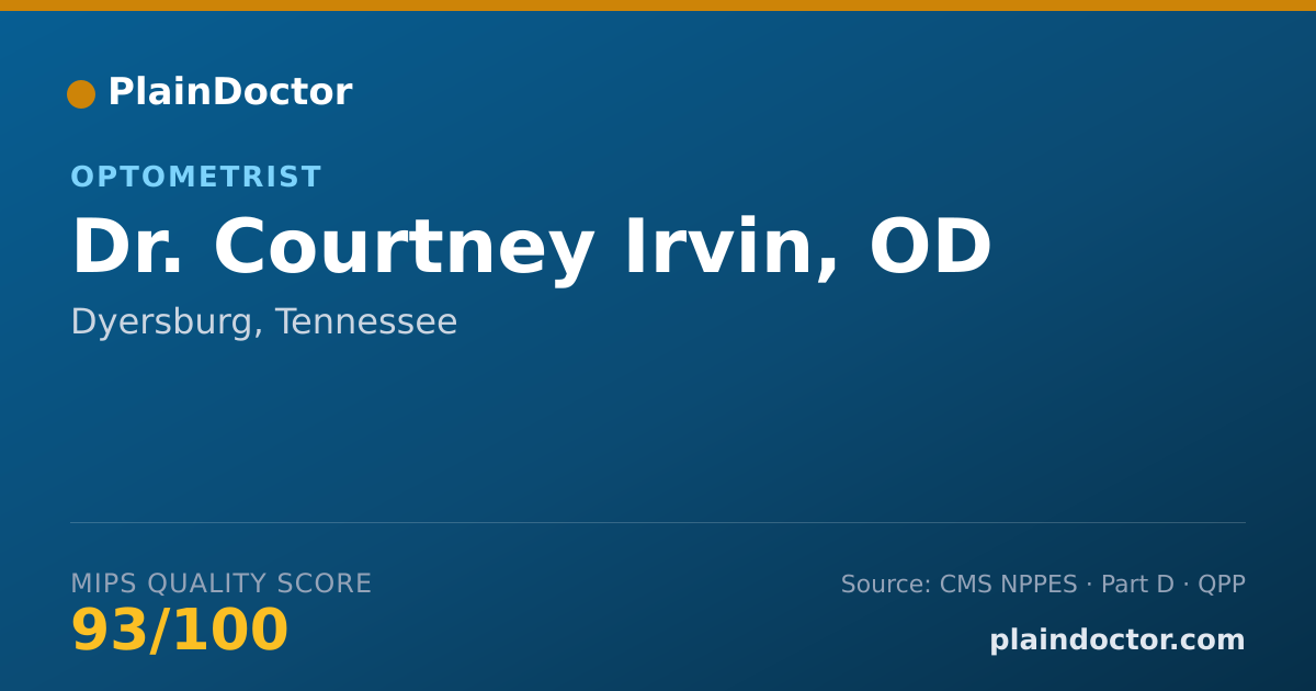 Shareable card for Courtney Irvin, OD - Optometrist, Dyersburg, TN