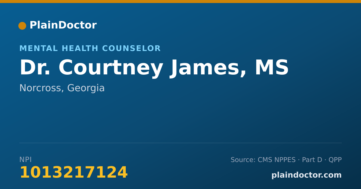 Shareable card for Courtney James, MS - Mental Health Counselor, Norcross, GA