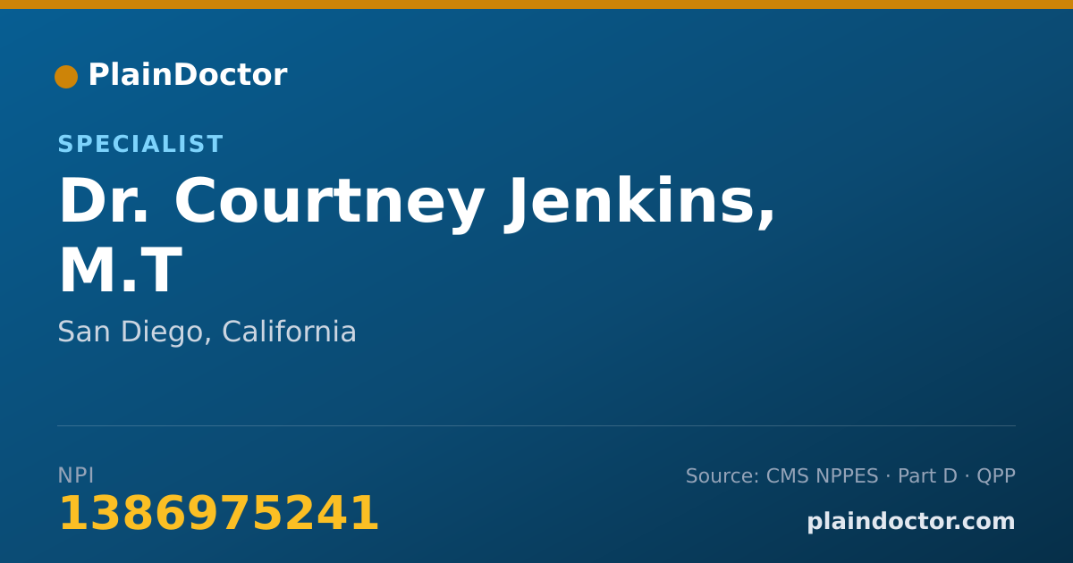 Shareable card for Courtney Jenkins, M.T - Specialist, San Diego, CA