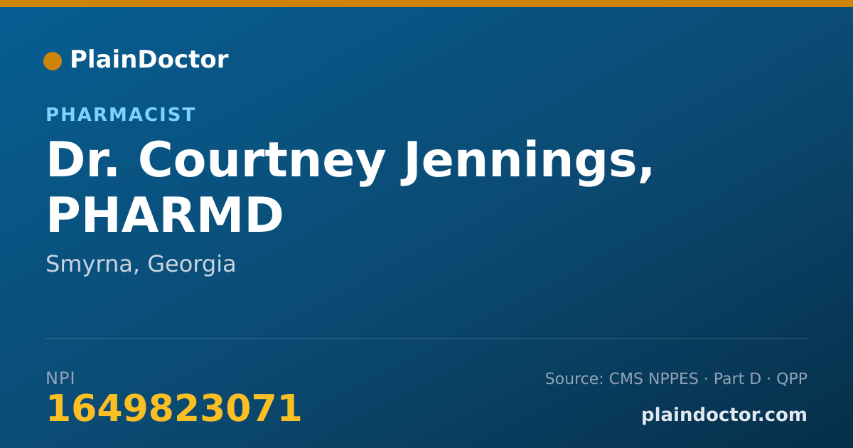 Shareable card for Courtney Jennings, PHARMD - Pharmacist, Smyrna, GA
