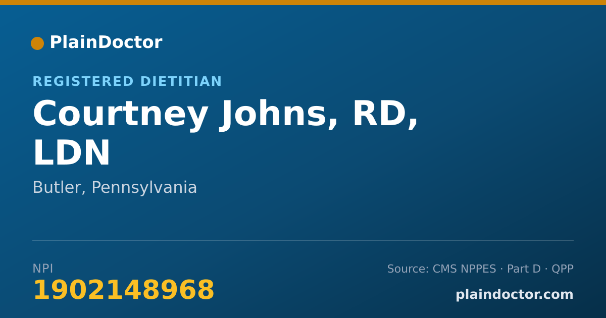 Shareable card for Courtney Johns, RD, LDN - Registered Dietitian, Butler, PA