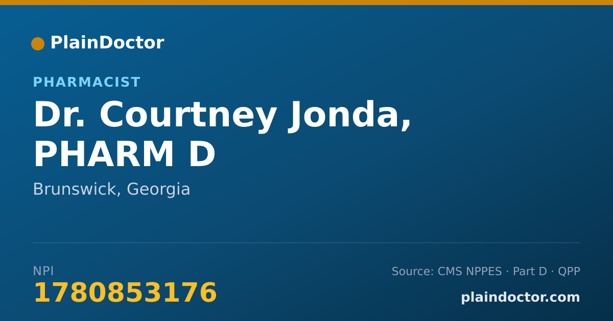 Shareable card for Courtney Jonda, PHARM D - Pharmacist, Brunswick, GA