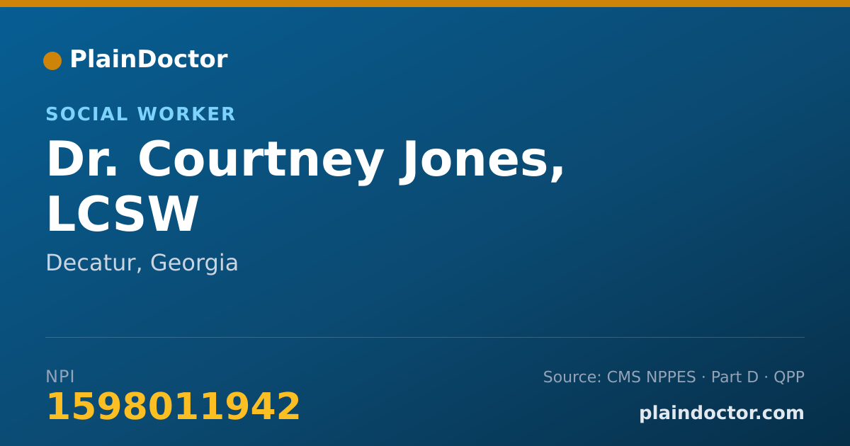 Shareable card for Courtney Jones, LCSW - Social Worker, Decatur, GA