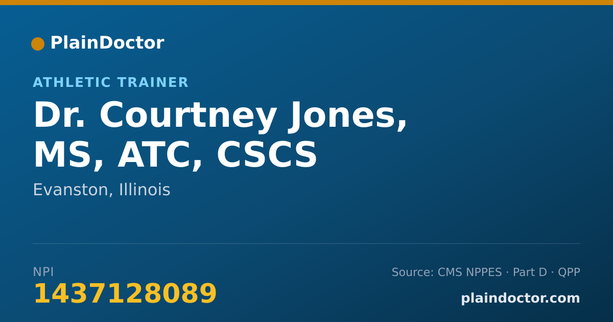 Shareable card for Courtney Jones, MS, ATC, CSCS - Athletic Trainer, Evanston, IL