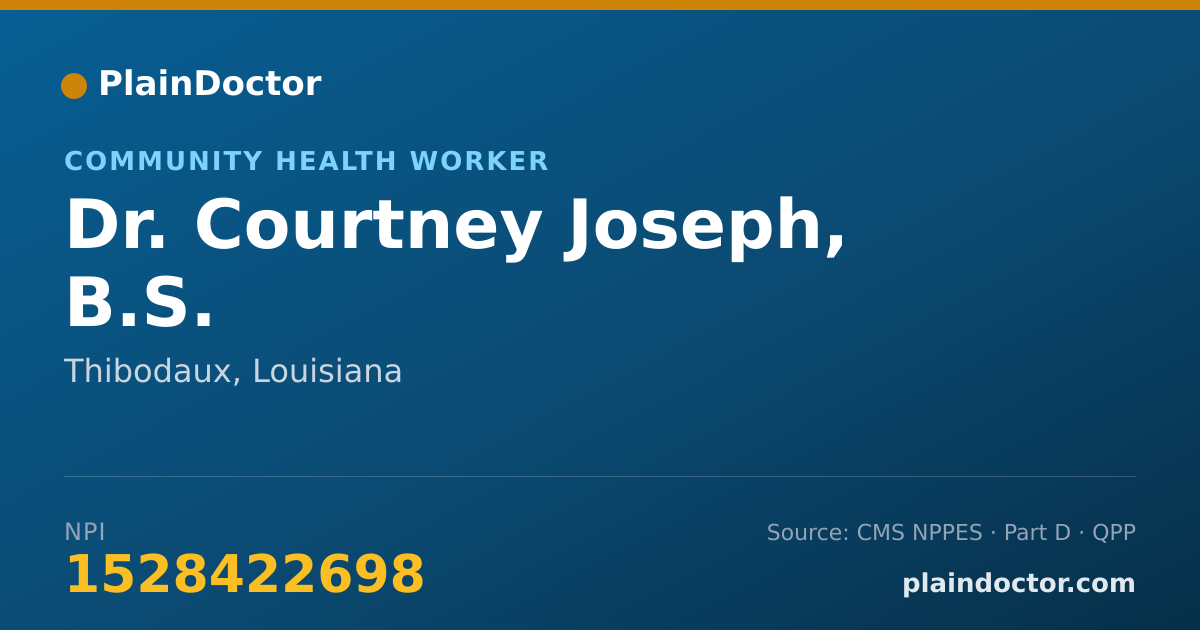 Shareable card for Courtney Joseph, B.S. - Community Health Worker, Thibodaux, LA