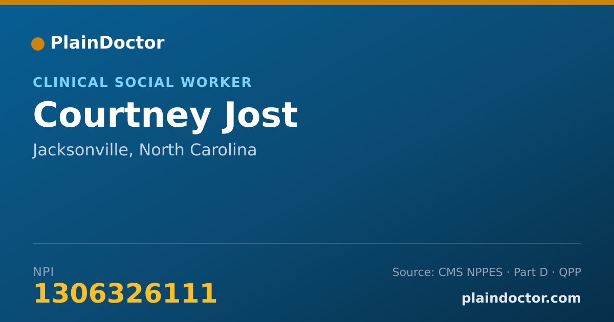 Shareable card for Courtney Jost - Clinical Social Worker, Jacksonville, NC