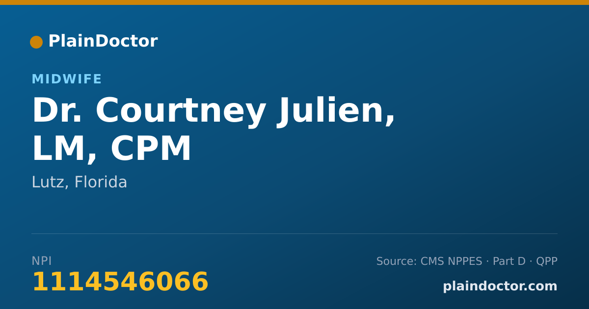 Shareable card for Courtney Julien, LM, CPM - Midwife, Lutz, FL