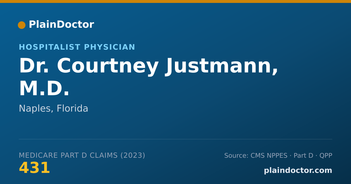 Shareable card for Courtney Justmann, M.D. - Hospitalist Physician, Naples, FL