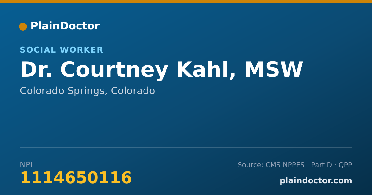 Shareable card for Courtney Kahl, MSW - Social Worker, Colorado Springs, CO