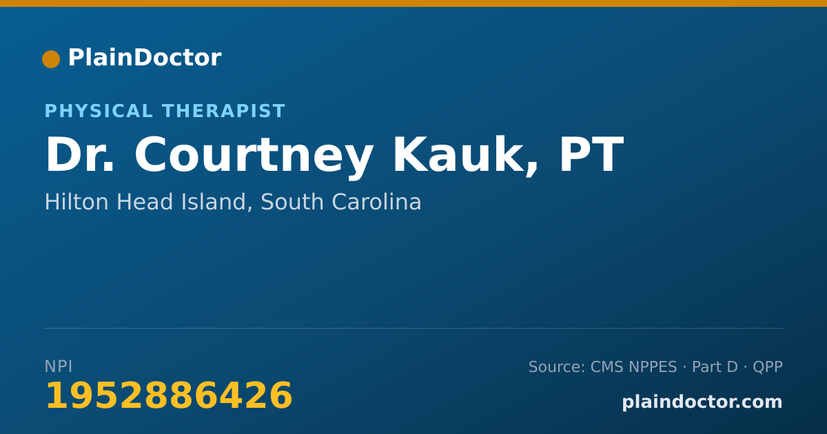 Shareable card for Courtney Kauk, PT - Physical Therapist, Hilton Head Island, SC
