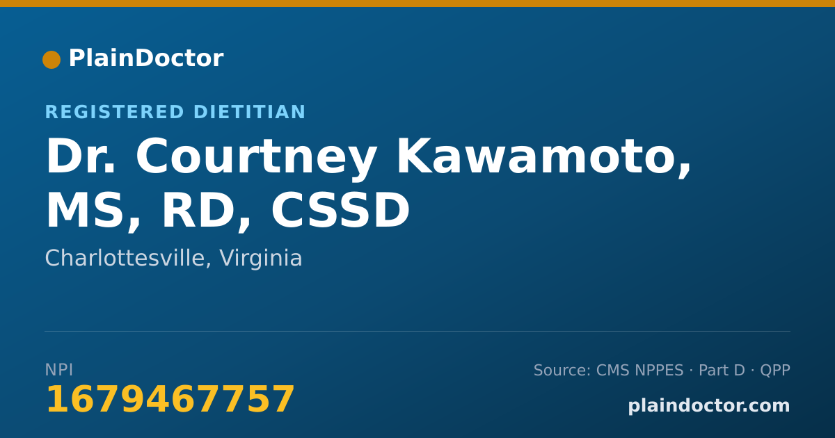 Shareable card for Courtney Kawamoto, MS, RD, CSSD - Registered Dietitian, Charlottesville, VA