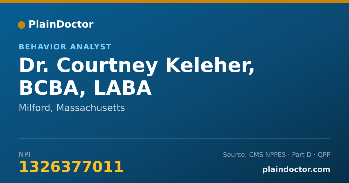 Shareable card for Courtney Keleher, BCBA, LABA - Behavior Analyst, Milford, MA
