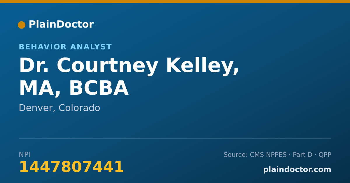 Shareable card for Courtney Kelley, MA, BCBA - Behavior Analyst, Denver, CO