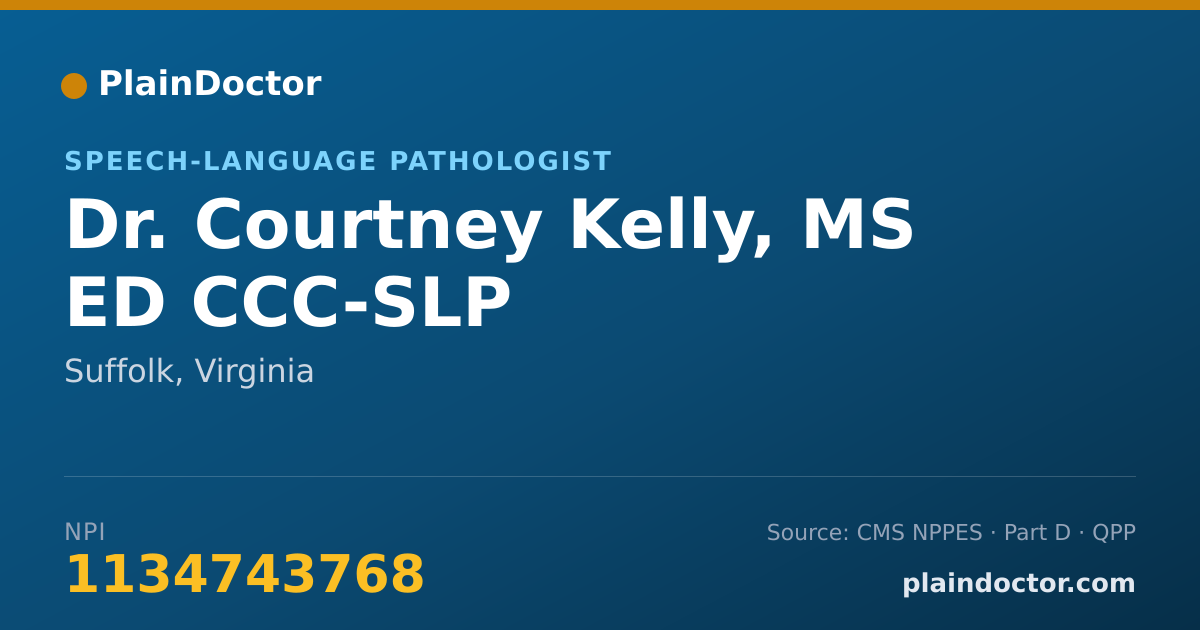 Shareable card for Courtney Kelly, MS ED CCC-SLP - Speech-Language Pathologist, Suffolk, VA