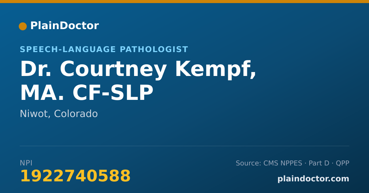 Shareable card for Courtney Kempf, MA. CF-SLP - Speech-Language Pathologist, Niwot, CO