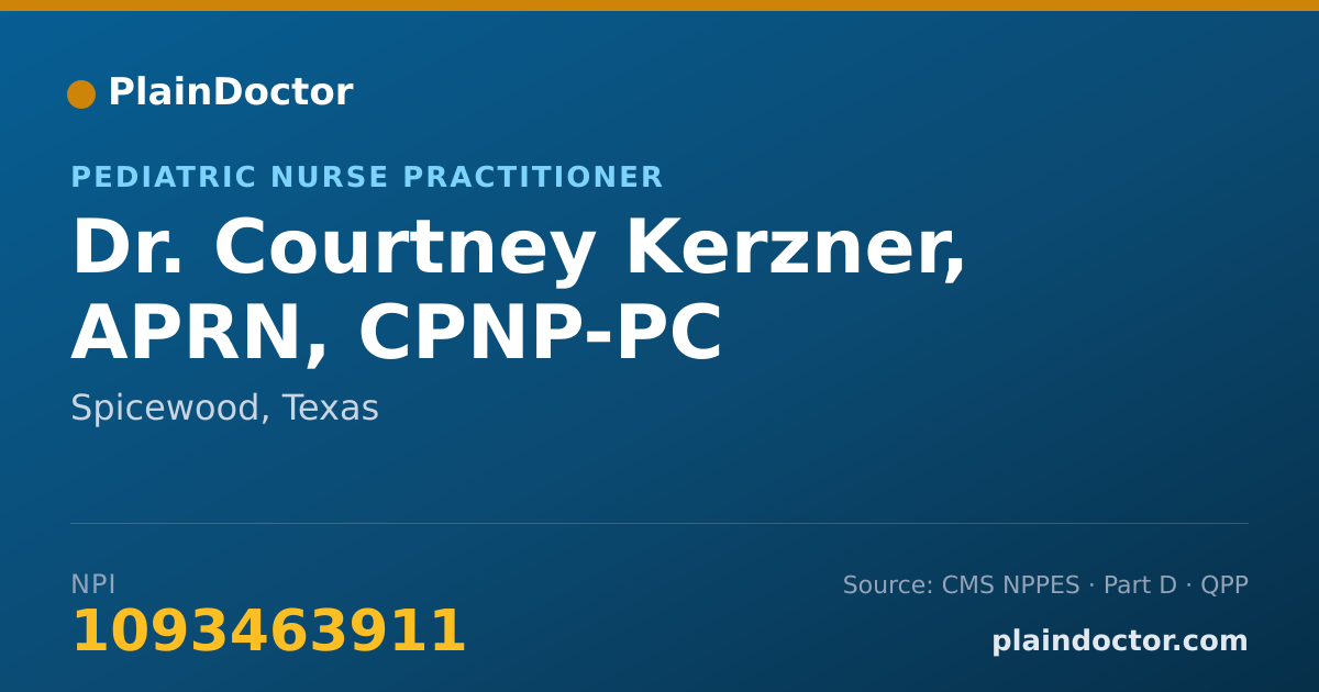 Shareable card for Courtney Kerzner, APRN, CPNP-PC - Pediatric Nurse Practitioner, Spicewood, TX