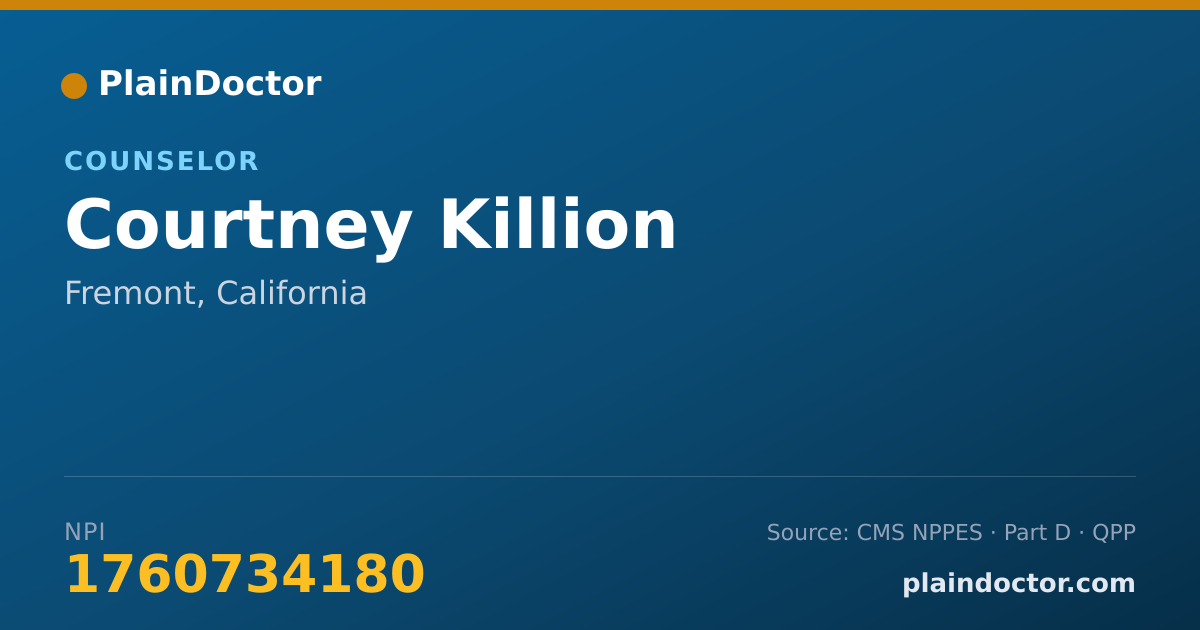 Shareable card for Courtney Killion - Counselor, Fremont, CA