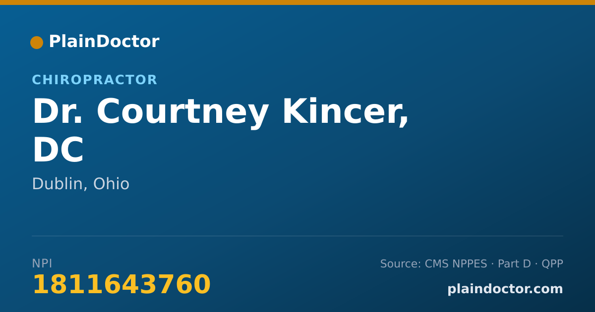 Shareable card for Courtney Kincer, DC - Chiropractor, Dublin, OH