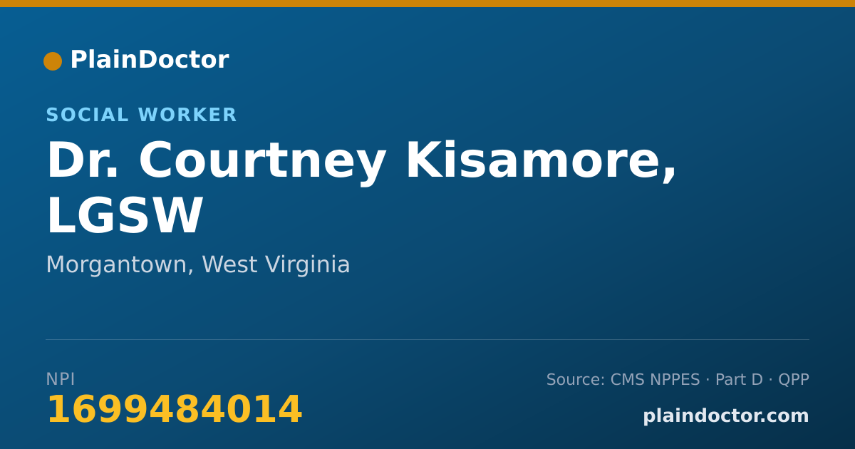 Shareable card for Courtney Kisamore, LGSW - Social Worker, Morgantown, WV
