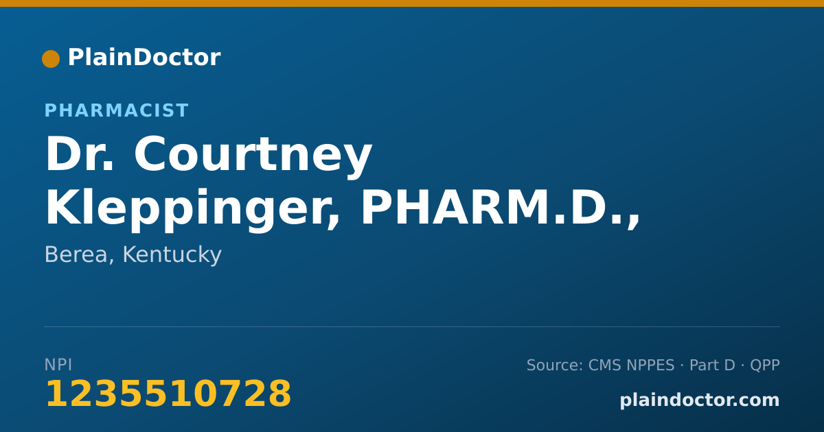 Shareable card for Courtney Kleppinger, PHARM.D., R.PH. - Pharmacist, Berea, KY