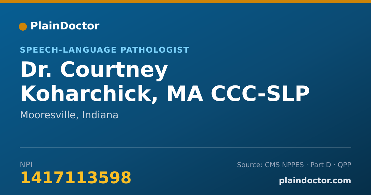 Shareable card for Courtney Koharchick, MA CCC-SLP - Speech-Language Pathologist, Mooresville, IN