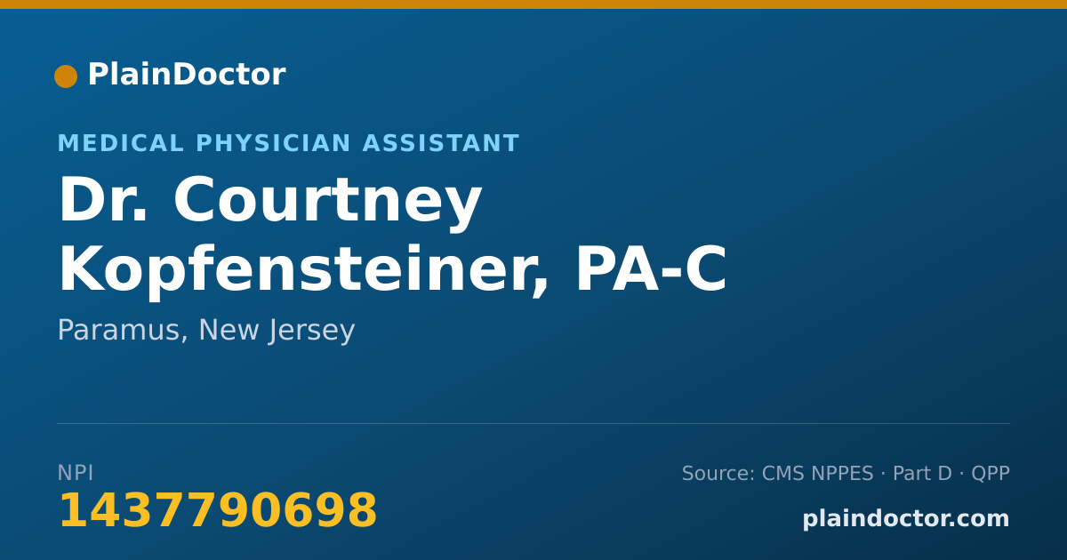 Shareable card for Courtney Kopfensteiner, PA-C - Medical Physician Assistant, Paramus, NJ