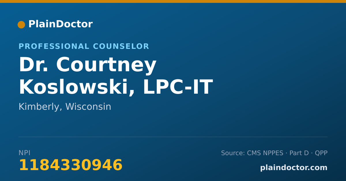 Shareable card for Courtney Koslowski, LPC-IT - Professional Counselor, Kimberly, WI