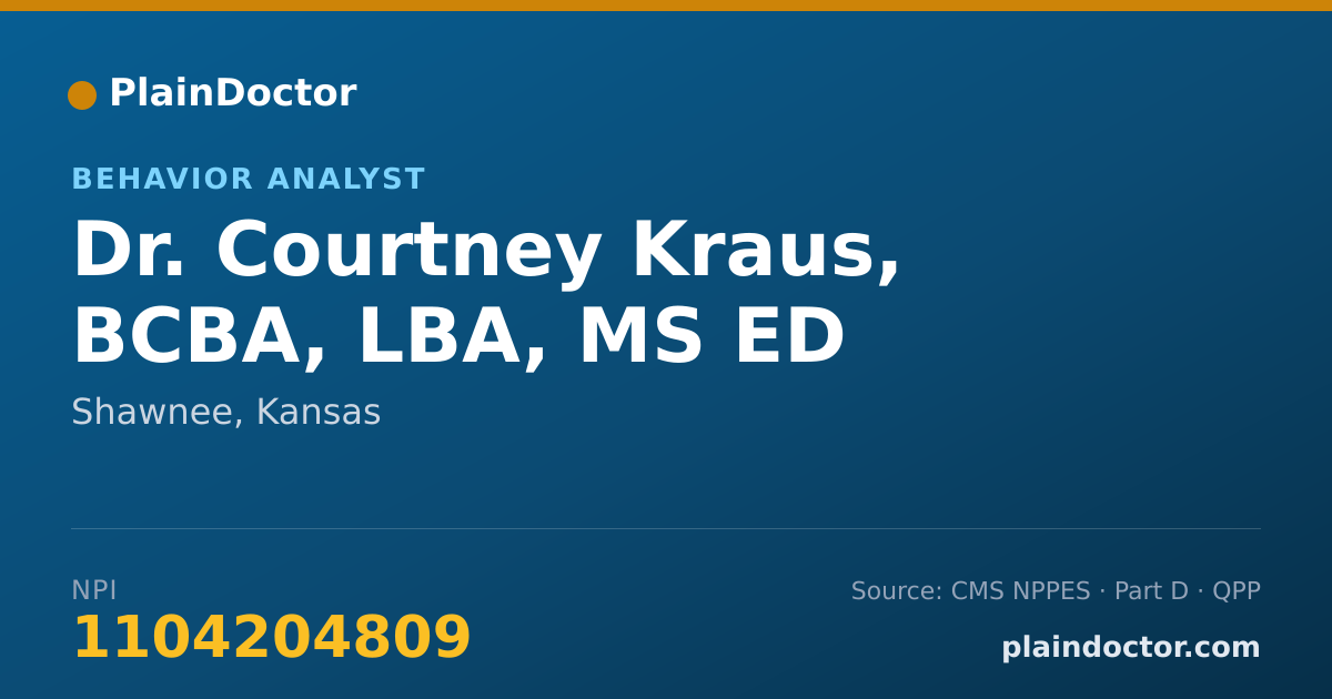 Shareable card for Courtney Kraus, BCBA, LBA, MS ED - Behavior Analyst, Shawnee, KS