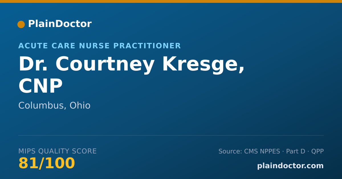 Shareable card for Courtney Kresge, CNP - Acute Care Nurse Practitioner, Columbus, OH