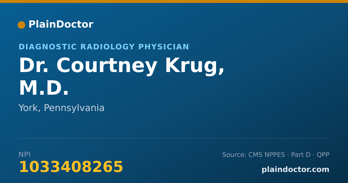 Shareable card for Courtney Krug, M.D. - Diagnostic Radiology Physician, York, PA