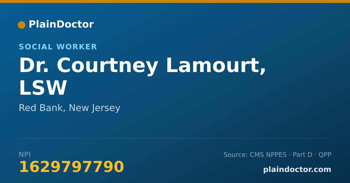 Shareable card for Courtney Lamourt, LSW - Social Worker, Red Bank, NJ