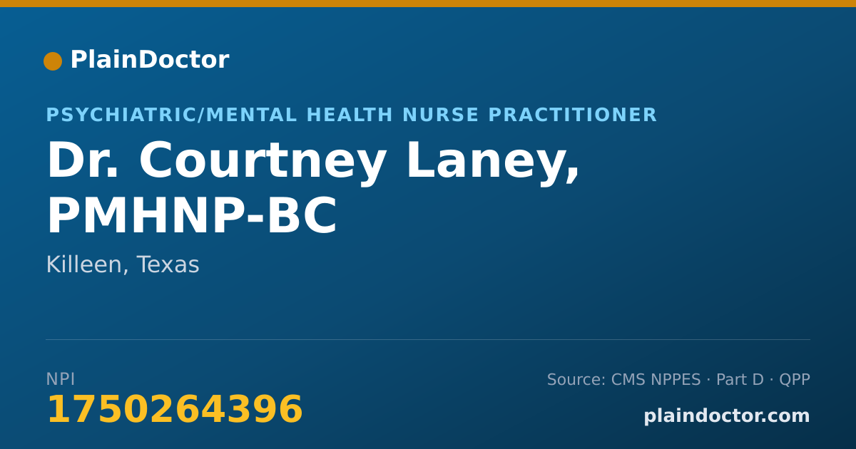 Shareable card for Courtney Laney, PMHNP-BC - Psychiatric/Mental Health Nurse Practitioner, Killeen, TX