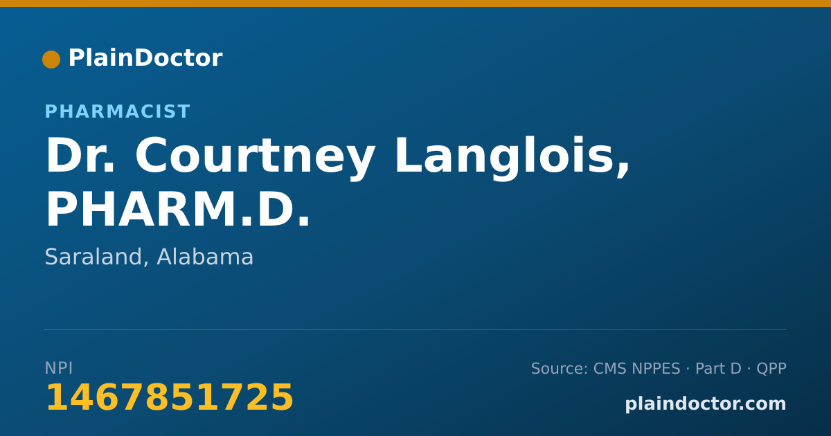 Shareable card for Courtney Langlois, PHARM.D. - Pharmacist, Saraland, AL