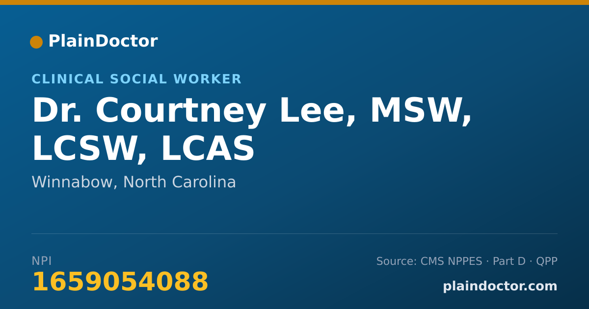 Shareable card for Courtney Lee, MSW, LCSW, LCAS - Clinical Social Worker, Winnabow, NC