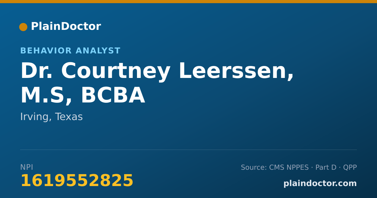 Shareable card for Courtney Leerssen, M.S, BCBA - Behavior Analyst, Irving, TX