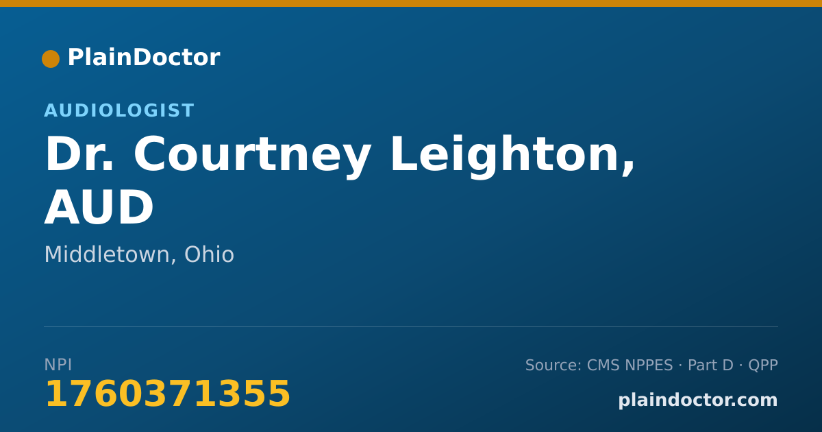 Shareable card for Courtney Leighton, AUD - Audiologist, Middletown, OH