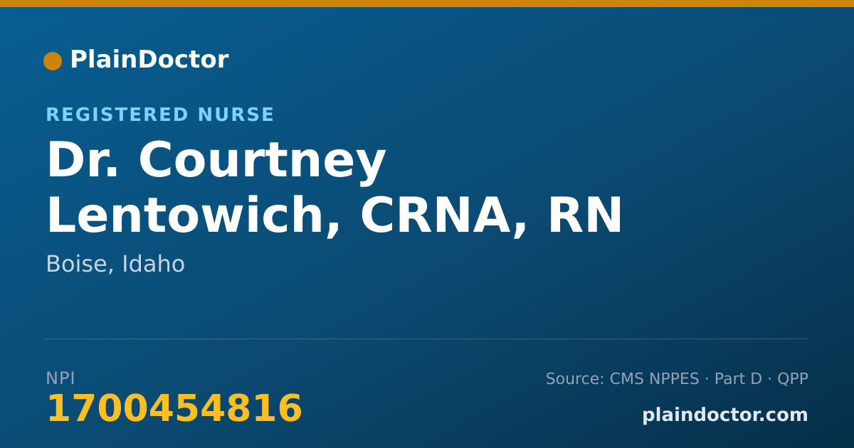 Shareable card for Courtney Lentowich, CRNA, RN - Registered Nurse, Boise, ID