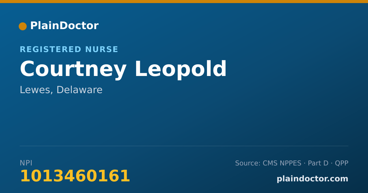 Shareable card for Courtney Leopold - Registered Nurse, Lewes, DE