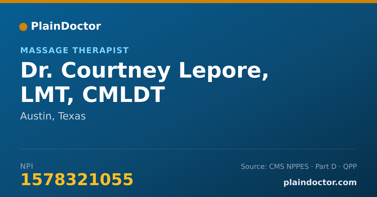 Shareable card for Courtney Lepore, LMT, CMLDT - Massage Therapist, Austin, TX