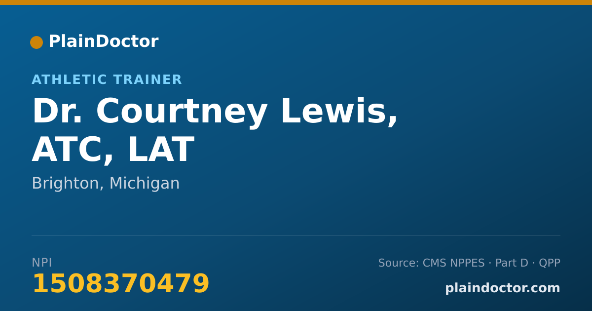 Shareable card for Courtney Lewis, ATC, LAT - Athletic Trainer, Brighton, MI
