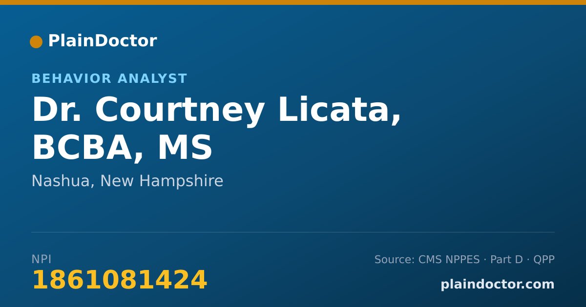 Shareable card for Courtney Licata, BCBA, MS - Behavior Analyst, Nashua, NH