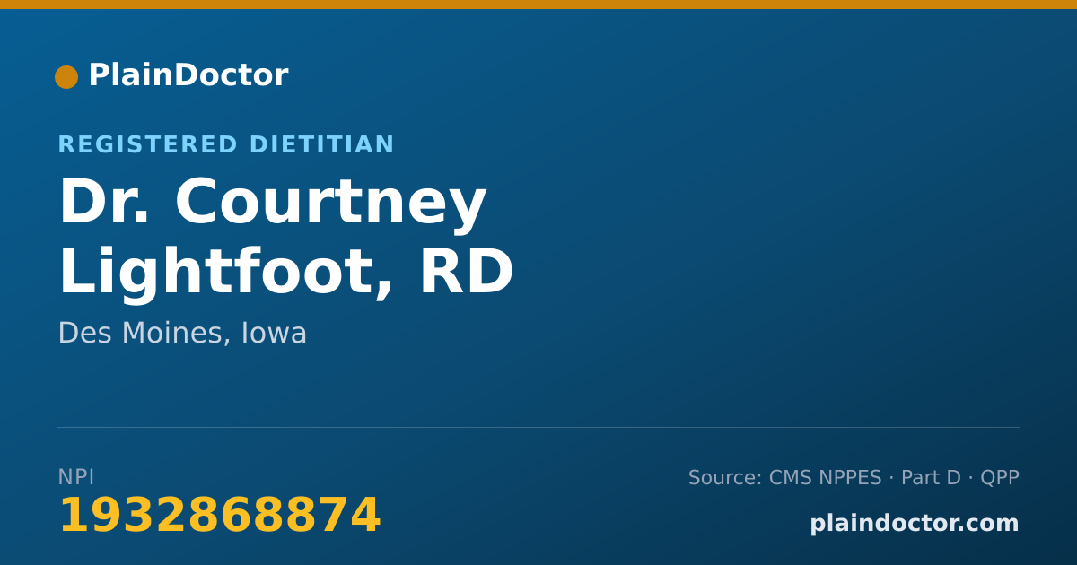 Shareable card for Courtney Lightfoot, RD - Registered Dietitian, Des Moines, IA