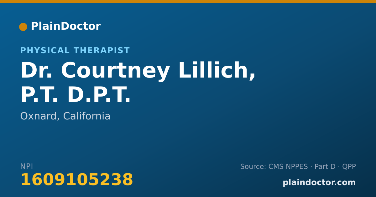 Shareable card for Courtney Lillich, P.T. D.P.T. - Physical Therapist, Oxnard, CA