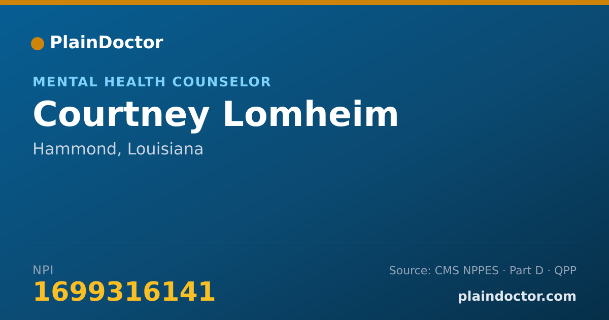 Shareable card for Courtney Lomheim - Mental Health Counselor, Hammond, LA