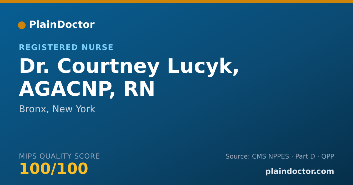 Shareable card for Courtney Lucyk, AGACNP, RN - Registered Nurse, Bronx, NY