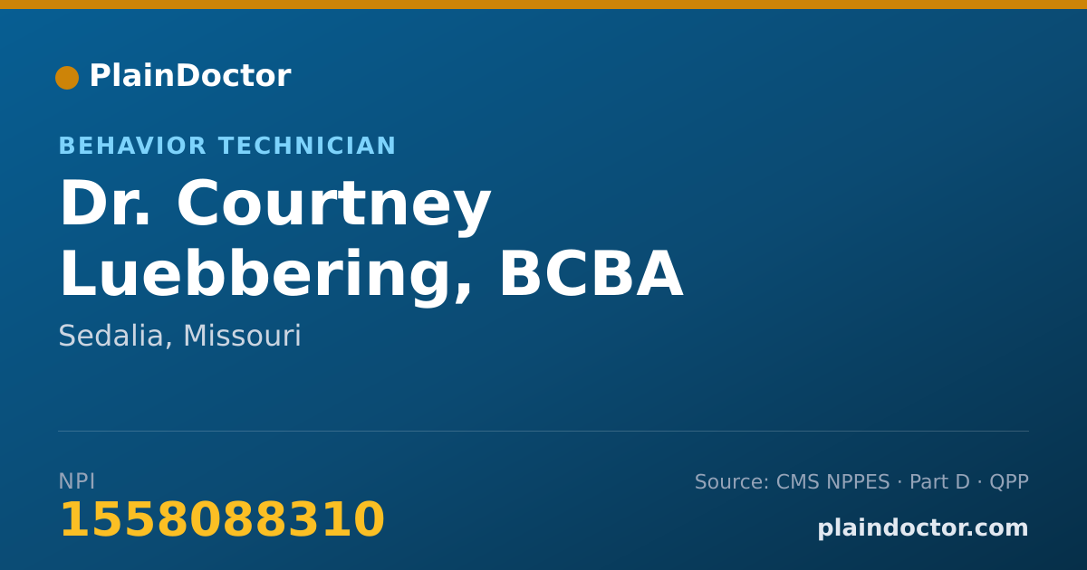 Shareable card for Courtney Luebbering, BCBA - Behavior Technician, Sedalia, MO