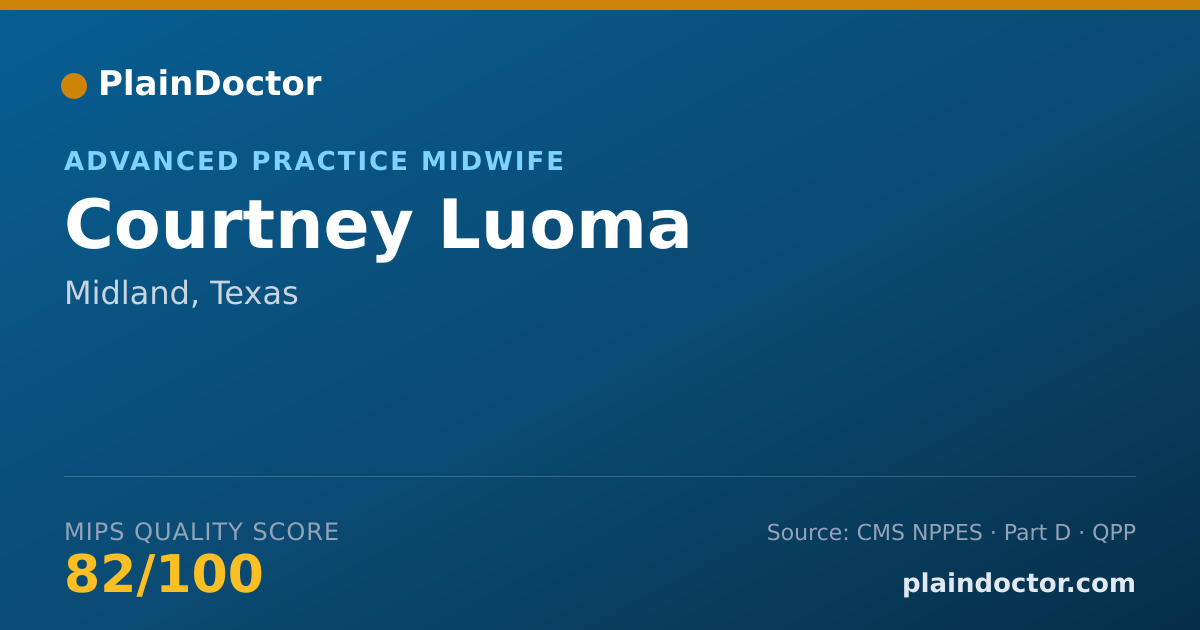 Shareable card for Courtney Luoma - Advanced Practice Midwife, Midland, TX