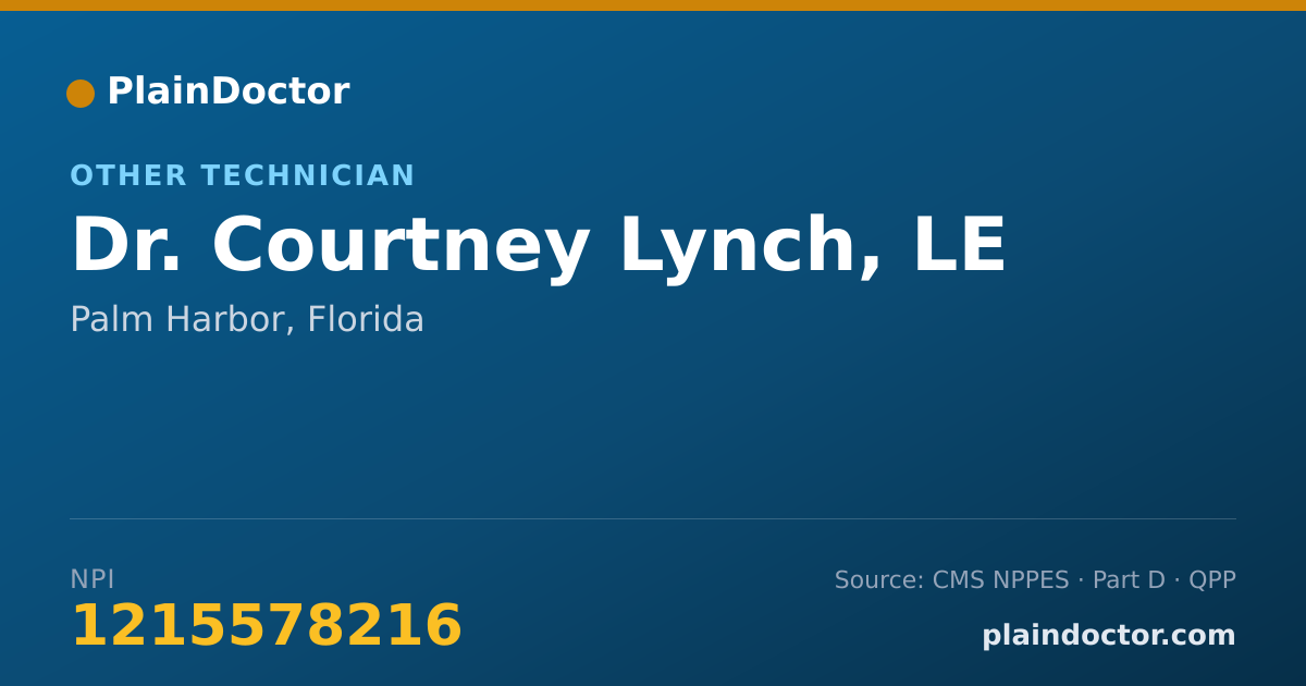 Shareable card for Courtney Lynch, LE - Other Technician, Palm Harbor, FL