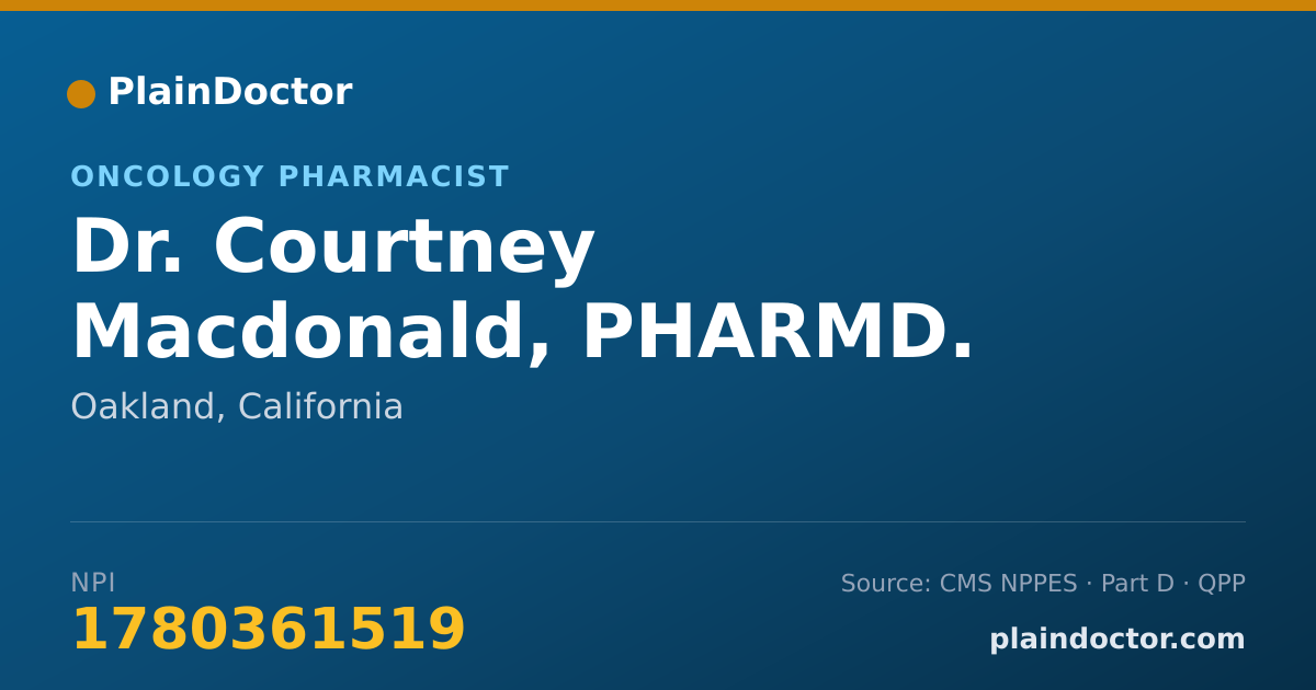 Shareable card for Courtney Macdonald, PHARMD. - Oncology Pharmacist, Oakland, CA