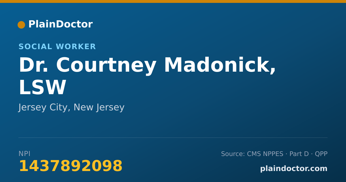 Shareable card for Courtney Madonick, LSW - Social Worker, Jersey City, NJ